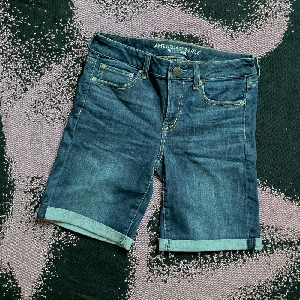 American Eagle Outfitters Women's Dark Blue Jean Shorts
